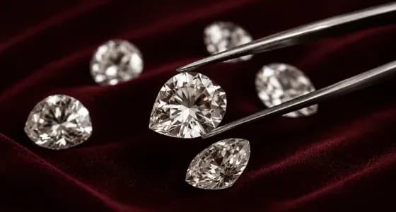 Loose diamonds sorted with tweezers