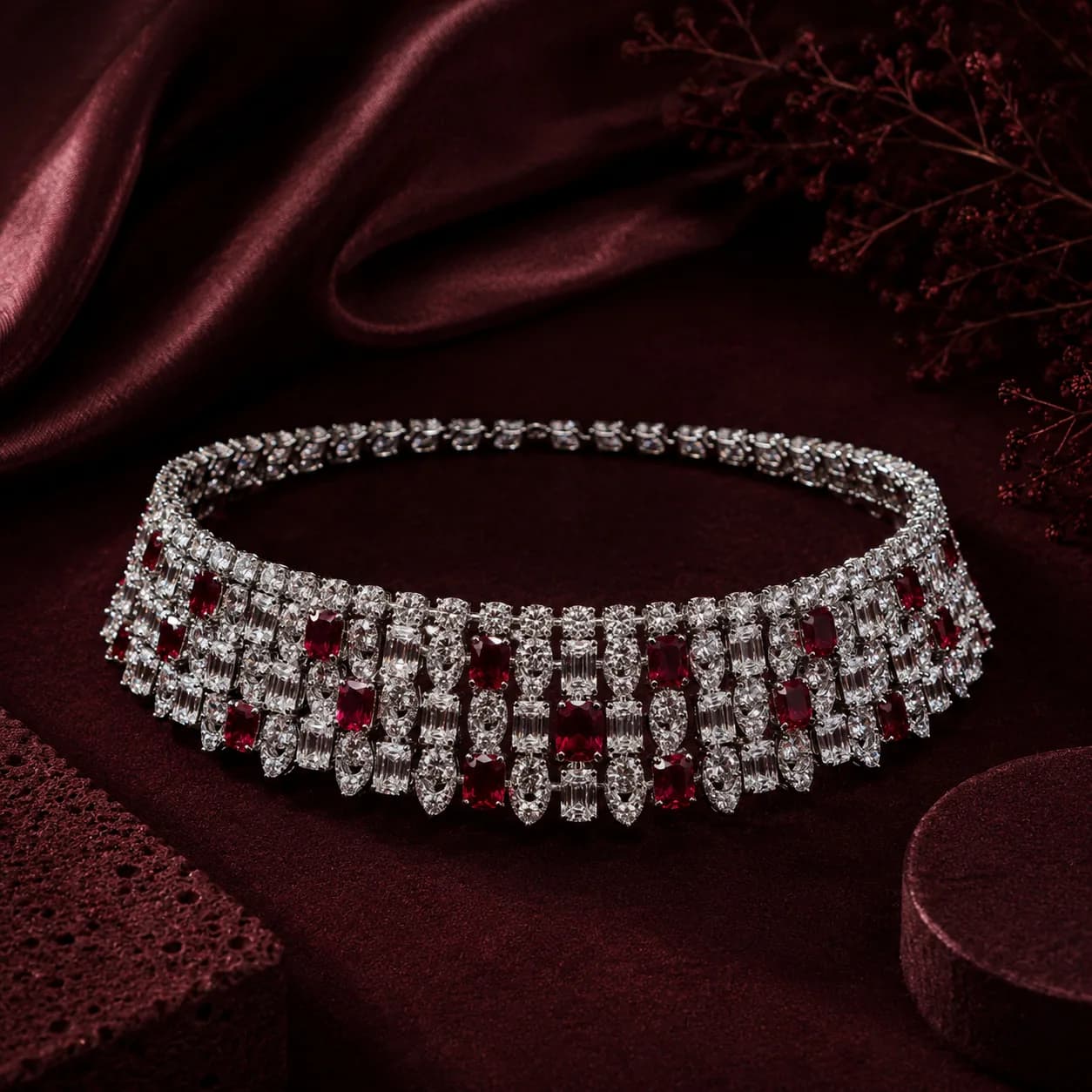 A ruby and diamond collar from the Arovana collection
